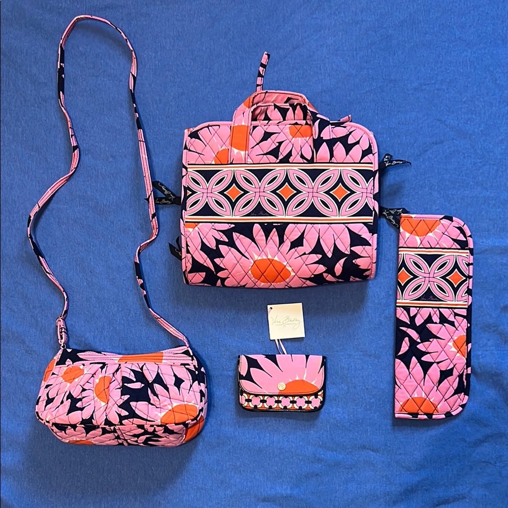 Vera Bradley Pink and Orange Floral 4 piece Bag Set